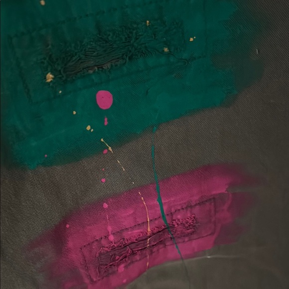 POL Olive Green Cropped Pants with Colorful Accents - Picture 8 of 10